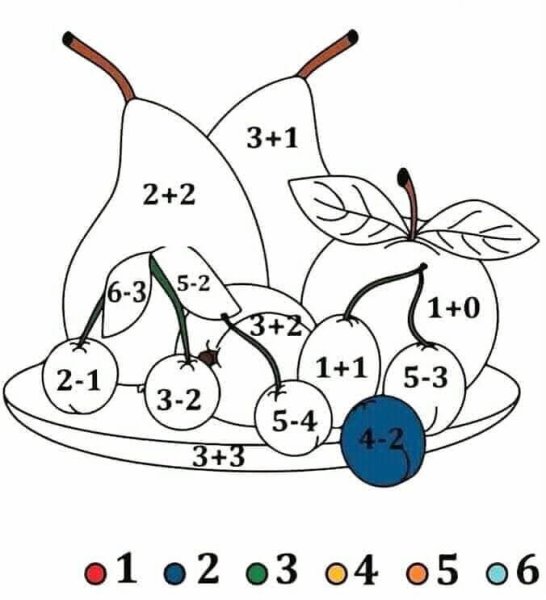 Раскраска в пределах 5 для дошкольников
