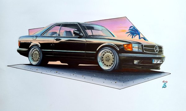 W126 Mercedes Постер