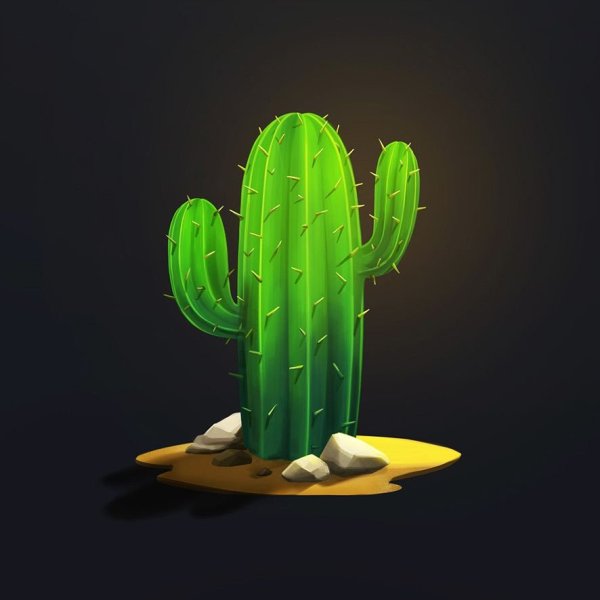 Кактус на черном фоне