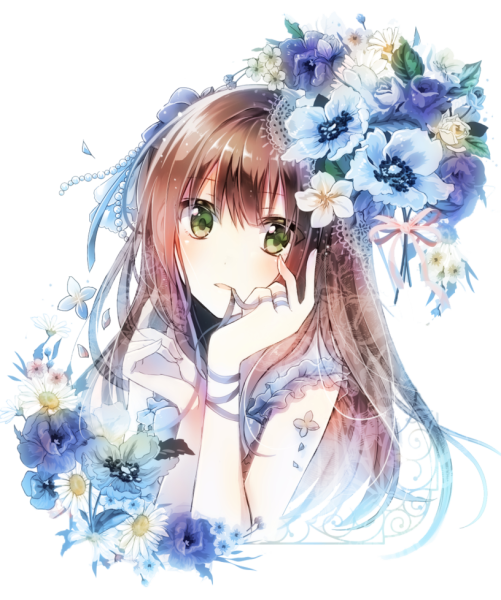 Рин Сибуя с цветами