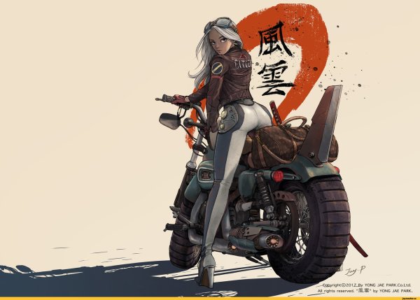Девушка на мотоцикле арт