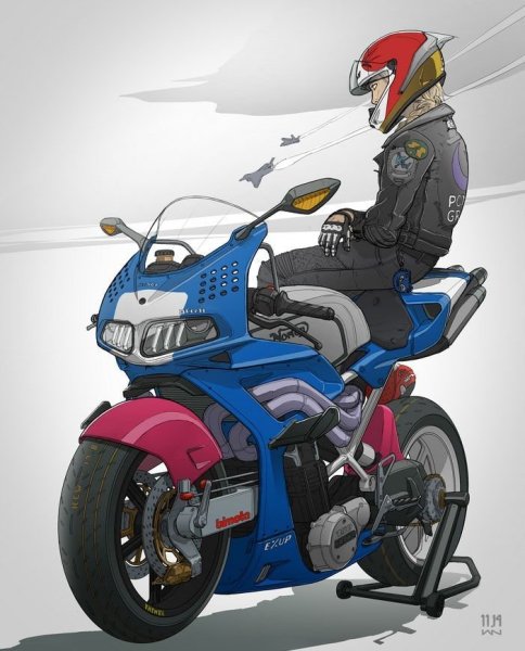 Мотоциклист арт