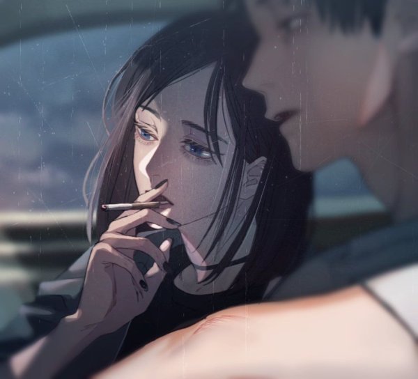 Аниме девушка курит