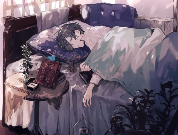 Спящий парень арт