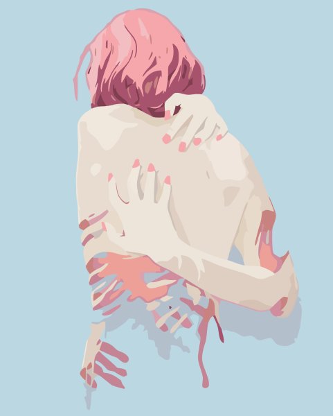 Девушка обнимает себя