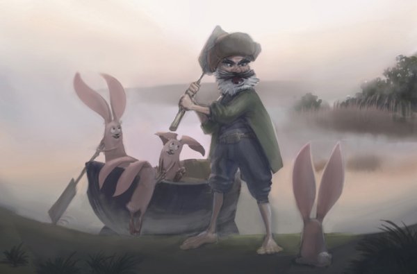 Дед Мазай и зайцы арт