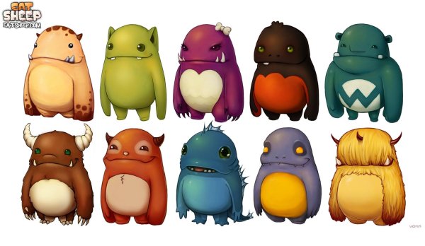 Милые мультяшные монстры