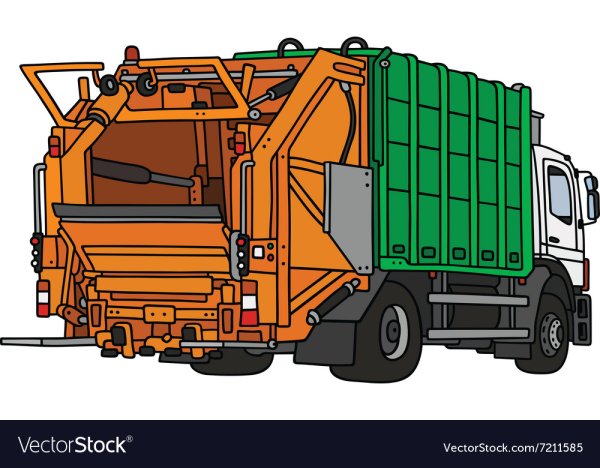 Мусоровоз оранжевый вектор