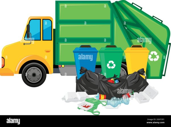 Мусоровоз с мусорным баком