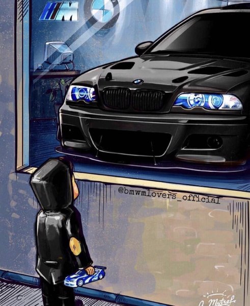 Мальчик у витрины с BMW