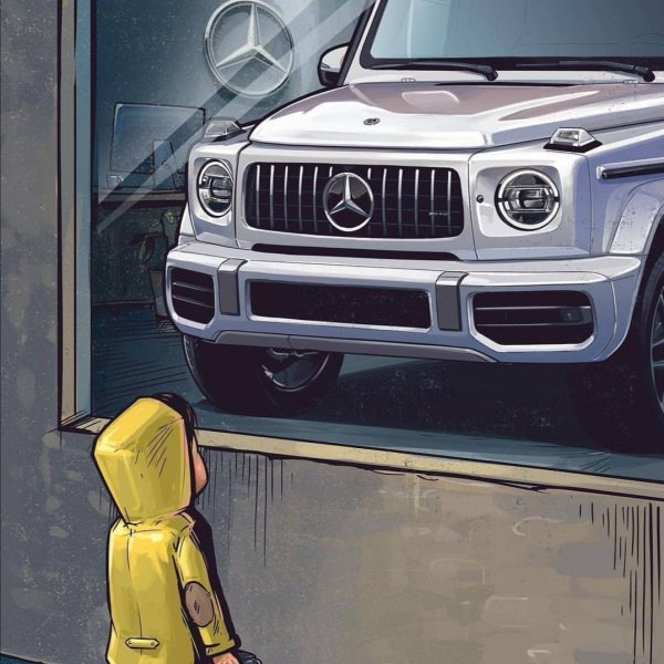 Мальчик у витрины с машиной