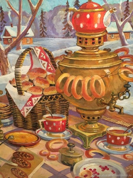 Чайный стол с самоваром