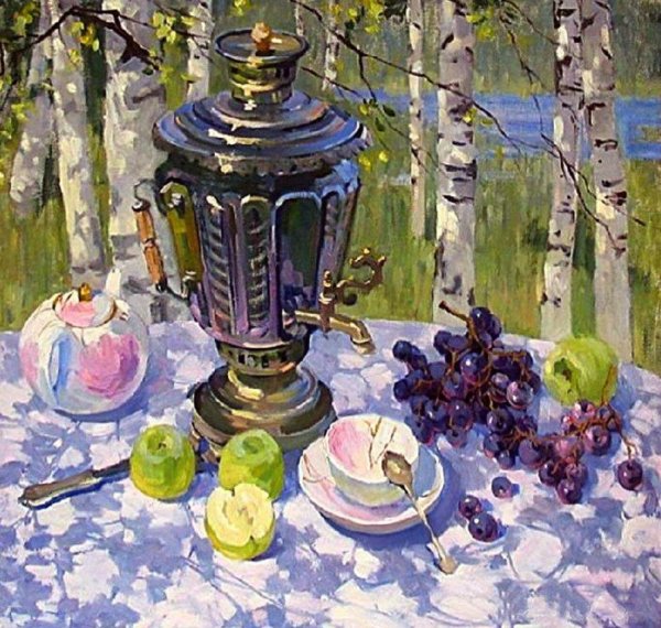 «Натюрморт с самоваром» художник Илья Машков