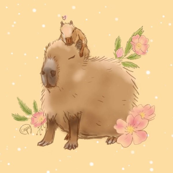 Капибара милая рисунок