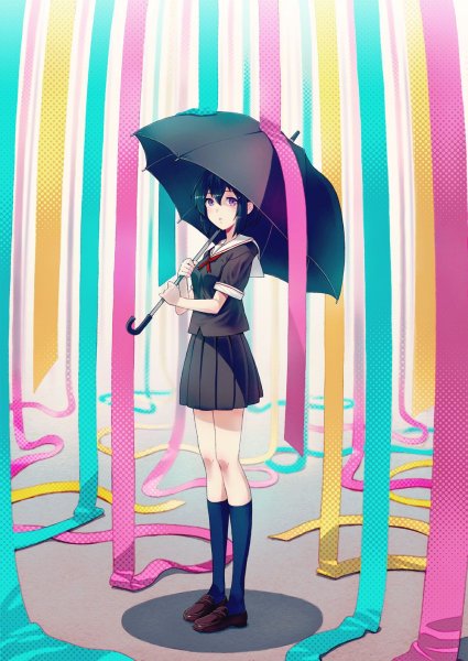 Аниме девушка с зонтом