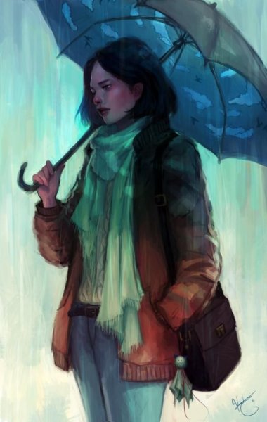 Девушка с зонтом арт