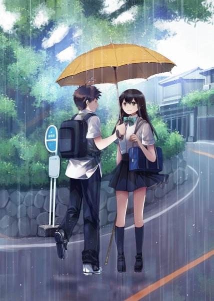 Парень с зонтом арт