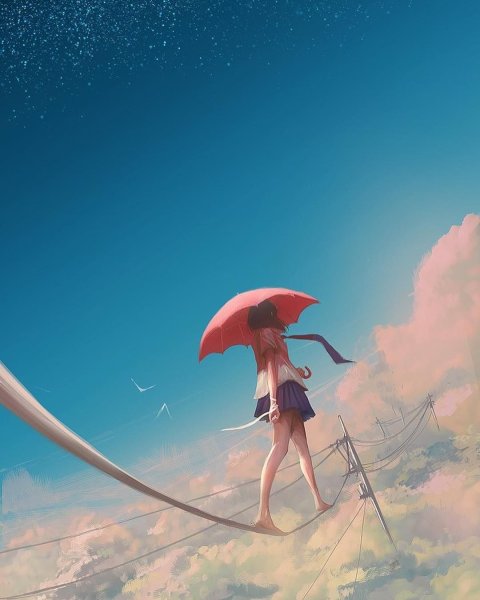 Аниме девочка с зонтиком