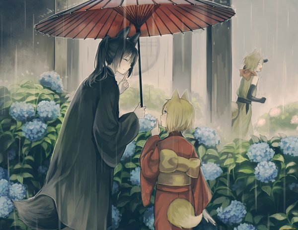 Парень с зонтом арт