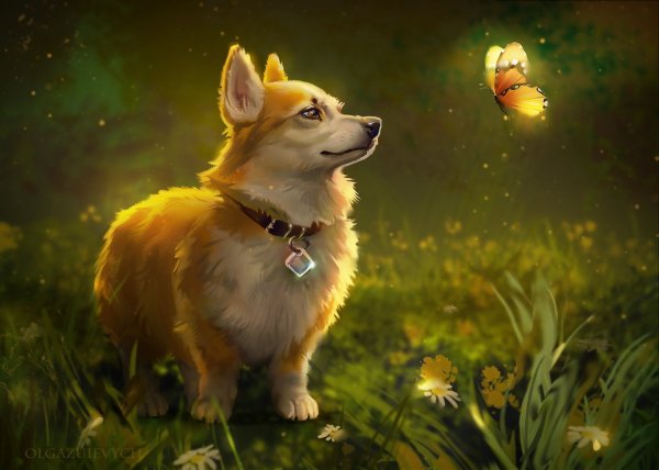 Корги пемброк арт