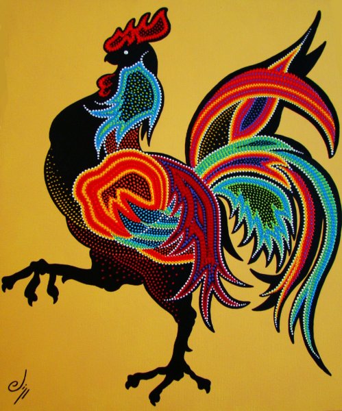 Курица акварелью