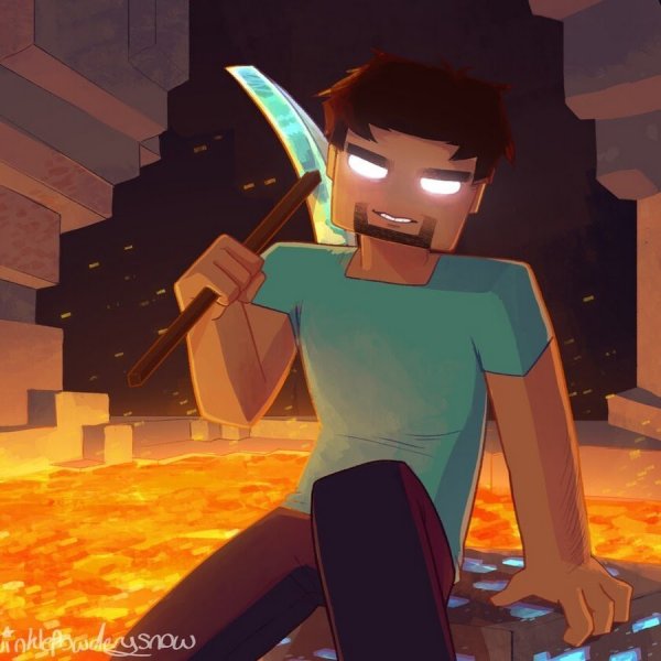 Майнкрафт арт ХЕРОБРИН И Стив