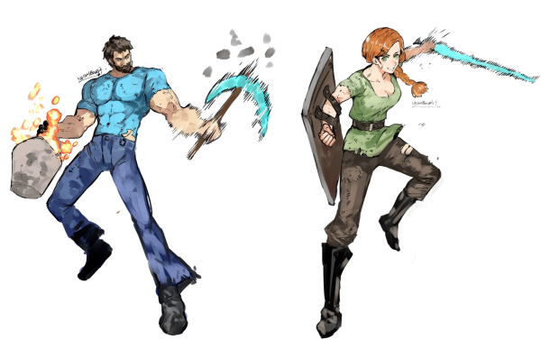 Майнкрафт Стив и Алекс арт