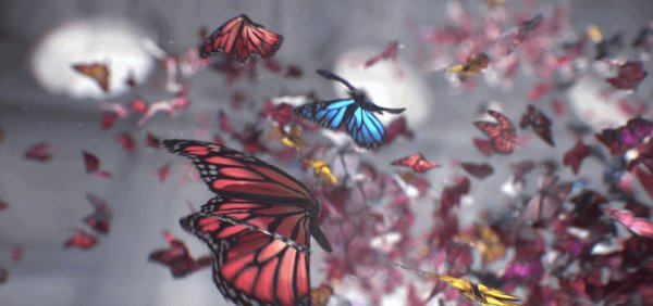 Много бабочек в небе