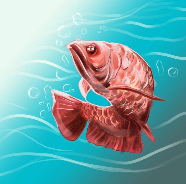 Круглая рыба арт