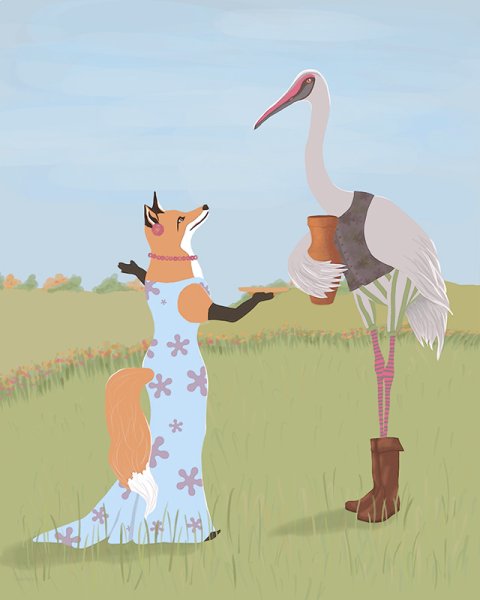 Сказки "лиса и журавль"