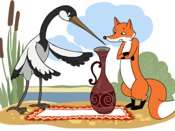 Иллюстрация к сказке лиса и журавль