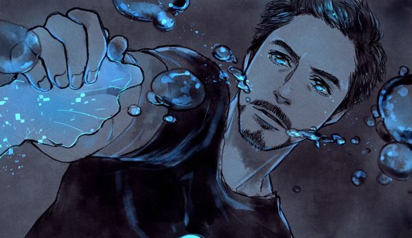 Тони Старк с голубыми глазами