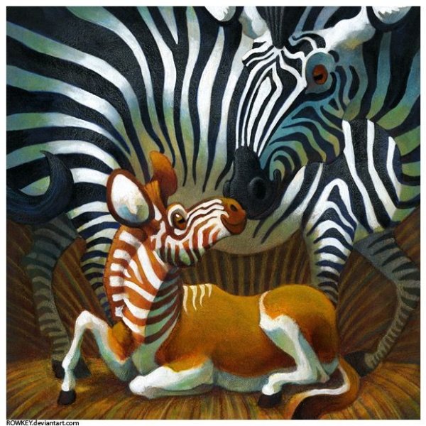 Примитивизм Зебра и человек