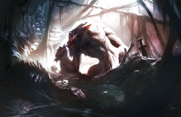 Тролль скайрим арт