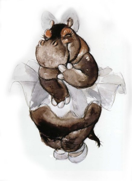 Бегемот акварелью