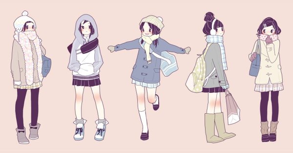 Зимняя одежда в стиле аниме