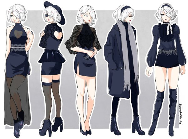 NIER Automata 2b Повседневная одежда арт