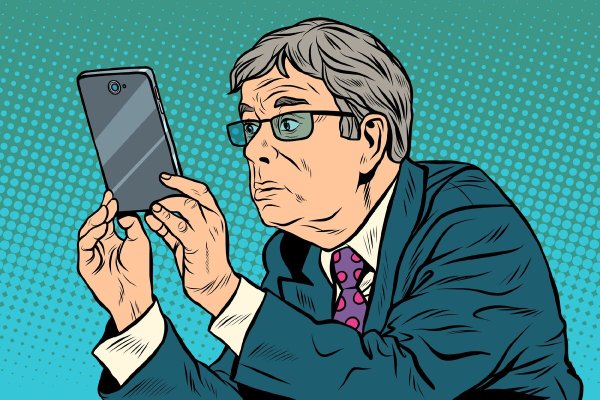 Мультяшный человек с телефоном