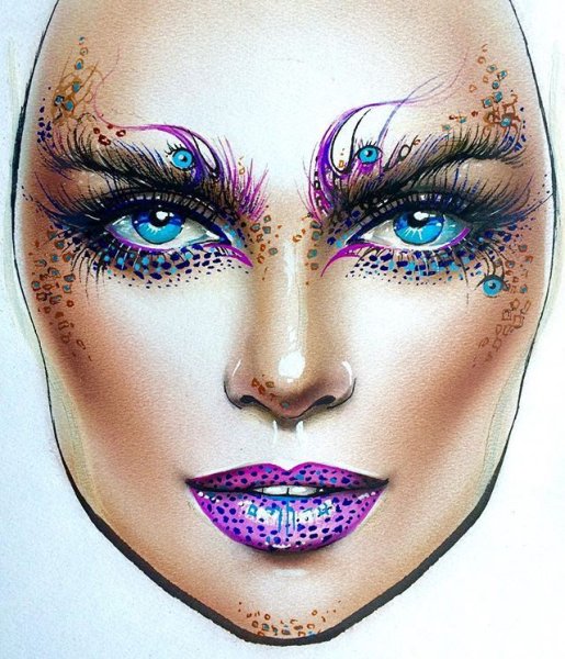 Арт макияж на лице