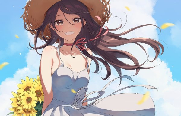 Счастливая аниме девушка