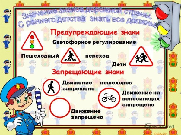 Дорожные знаки для детей по ПДД В детском саду