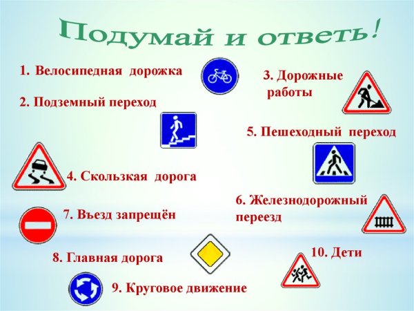 Дорожные знаки 1 класс