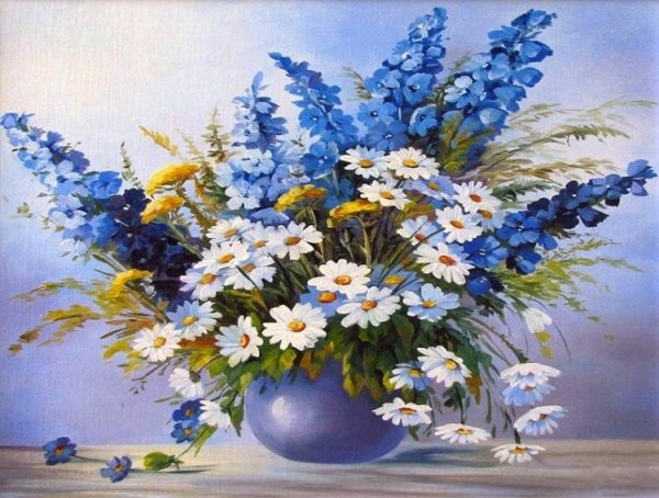 Букет полевых цветов живопись