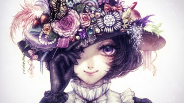 Аниме девушка в шляпке