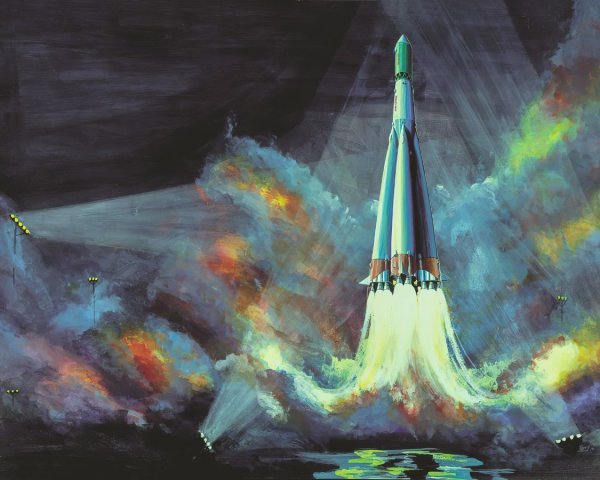 Космический корабль Восток картина Леонов