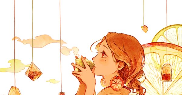 Девушка с чаем арт