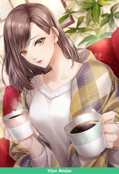 Аниме девушка с кофе