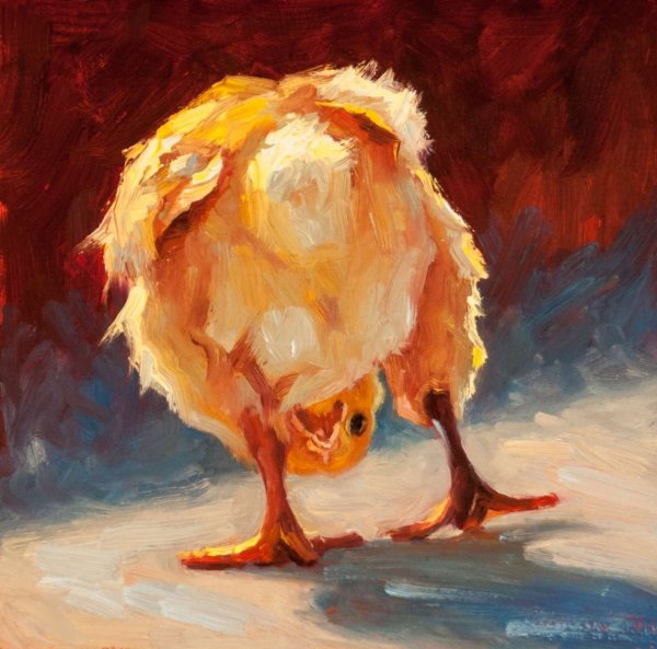 Цыпленок в масляной живописи