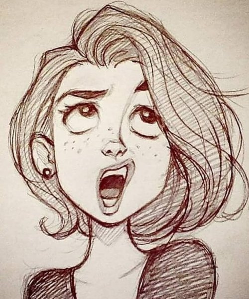 Мультяшные лица девушек карандашом