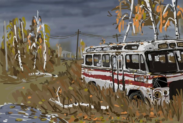 Автобус живопись масло